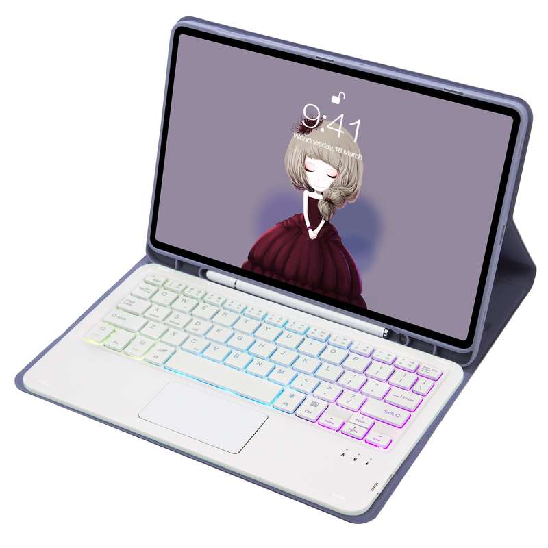 For Samsung Galaxy Tab S6 Lite A610B-AS Candy Color Backlight Bluetooth Keyboard Leather Tablet Case