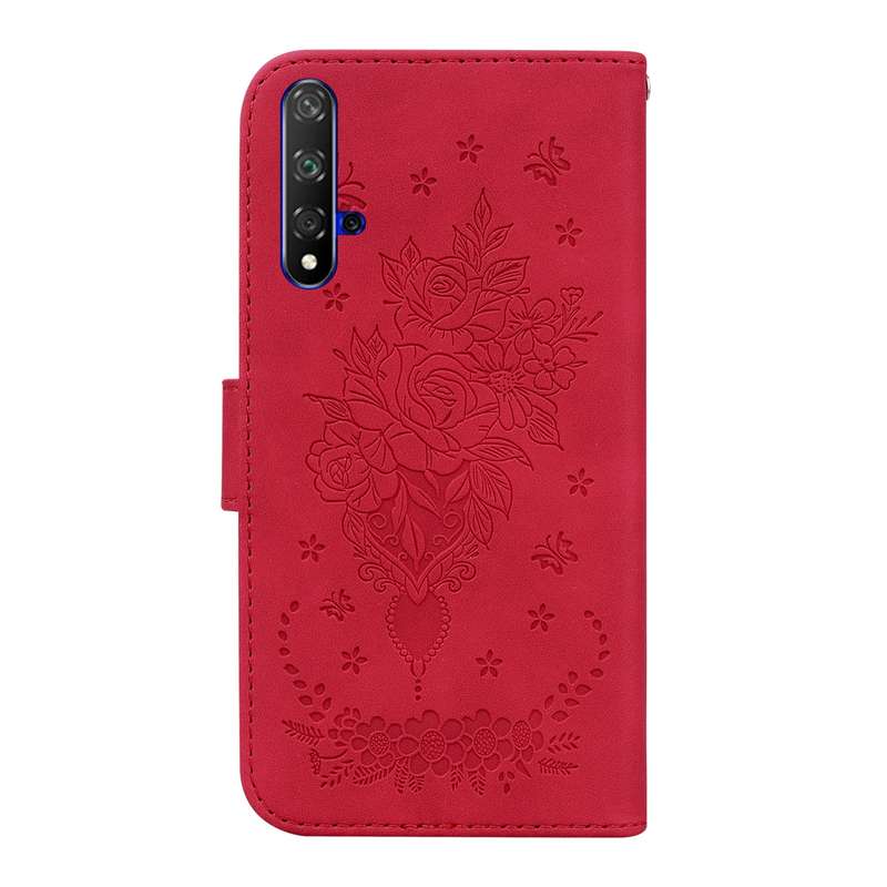 For Honor 20 / Huawei nova 5T Butterfly Rose Embossed Leather Phone Case(Purple)