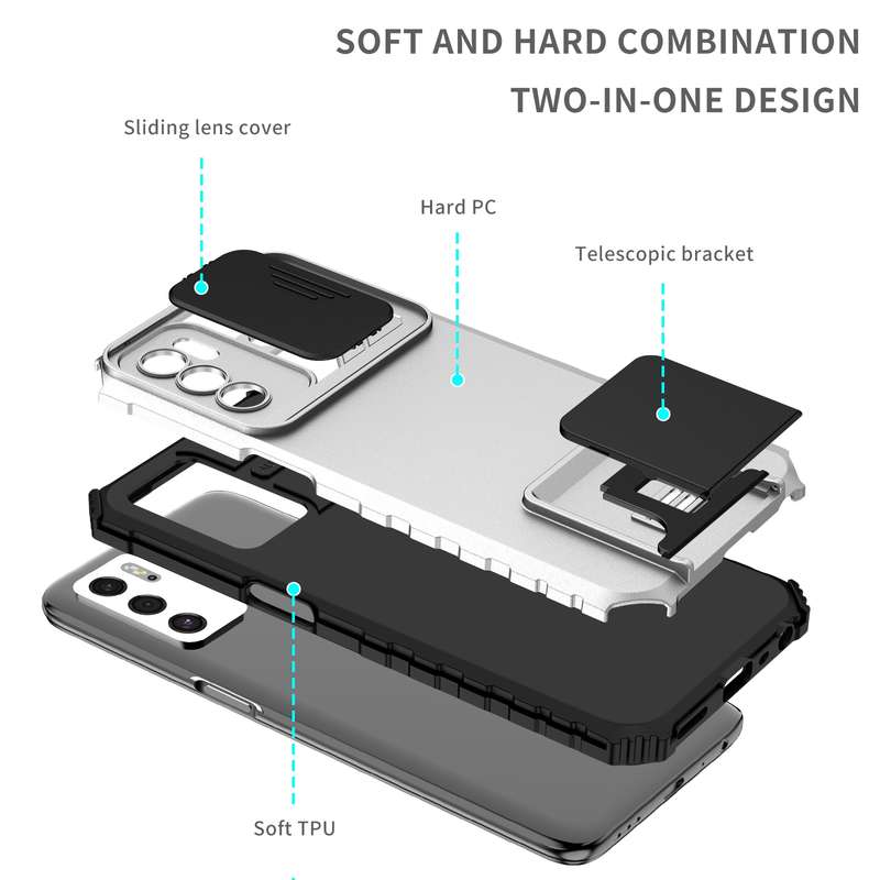 For OPPO A16 Stereoscopic Holder Sliding Camshield Phone Case(Dark Green)