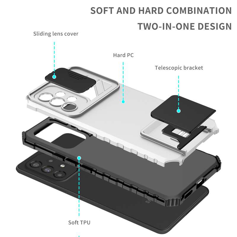 For Samsung Galaxy A53 5G Stereoscopic Holder Sliding Camshield Phone Case(Black)