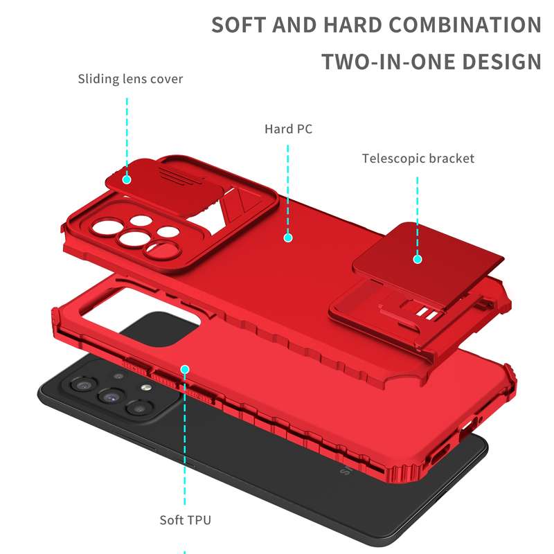 For Samsung Galaxy A53 5G Stereoscopic Holder Sliding Camshield Phone Case(Black)