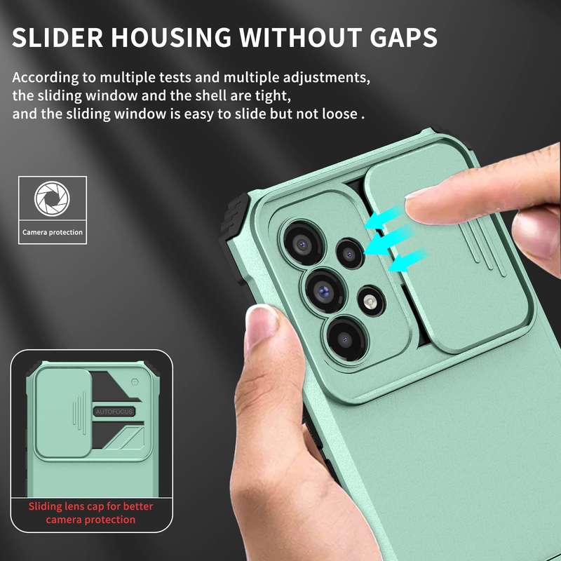 For Samsung Galaxy A53 5G Stereoscopic Holder Sliding Camshield Phone Case(Pink)