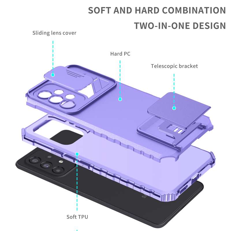 For Samsung Galaxy A53 5G Stereoscopic Holder Sliding Camshield Phone Case(Black)