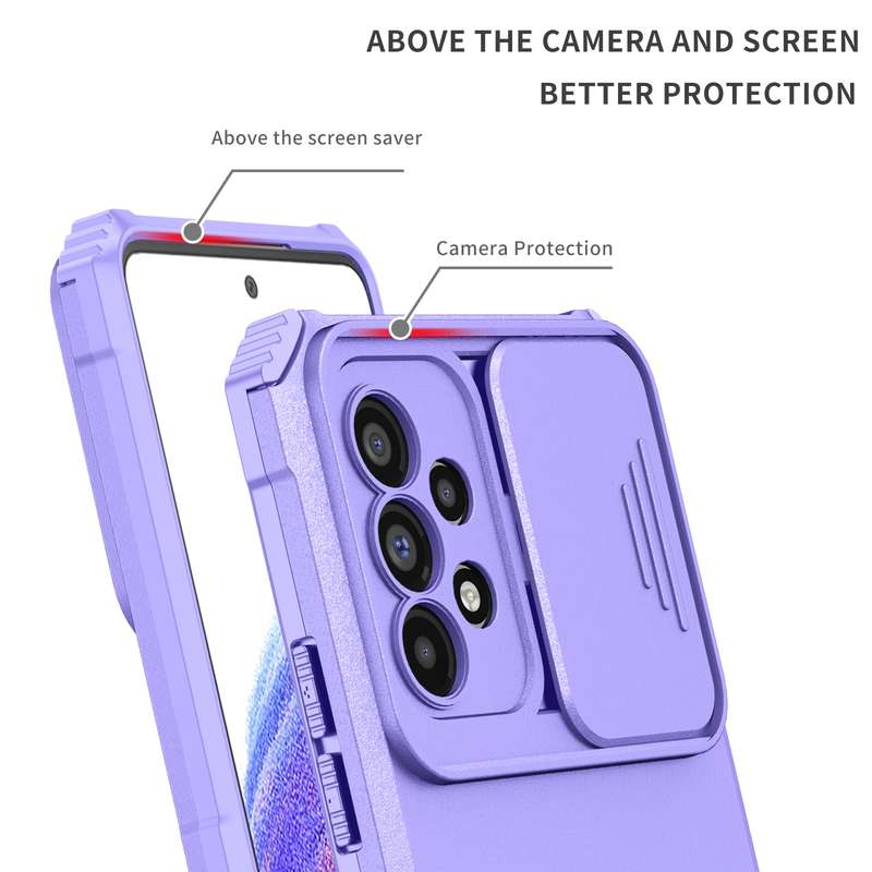 For Samsung Galaxy A53 5G Stereoscopic Holder Sliding Camshield Phone Case(Black)