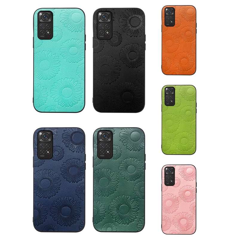 For Xiaomi Redmi Note 11 / Note 11S 4G Sunflower Pattern PU Shockproof Phone Case(Black)