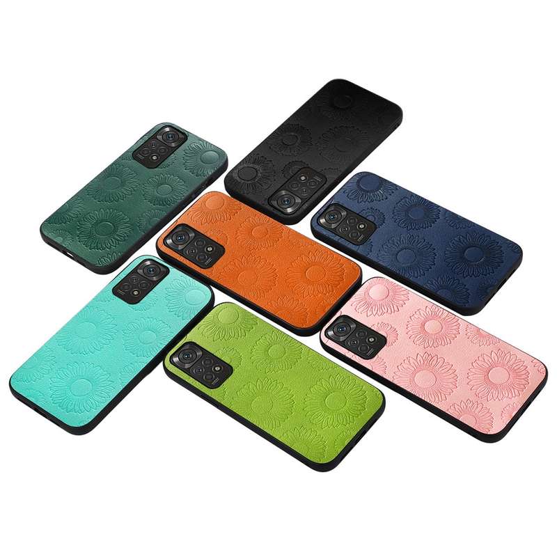For Xiaomi Redmi Note 11 / Note 11S 4G Sunflower Pattern PU Shockproof Phone Case(Black)