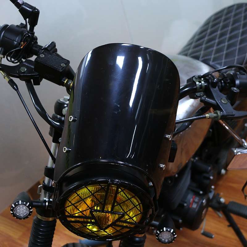 XRL-456120 Motorcycle 5-7 inch Headlight Retro Windshield(Grey Blue)