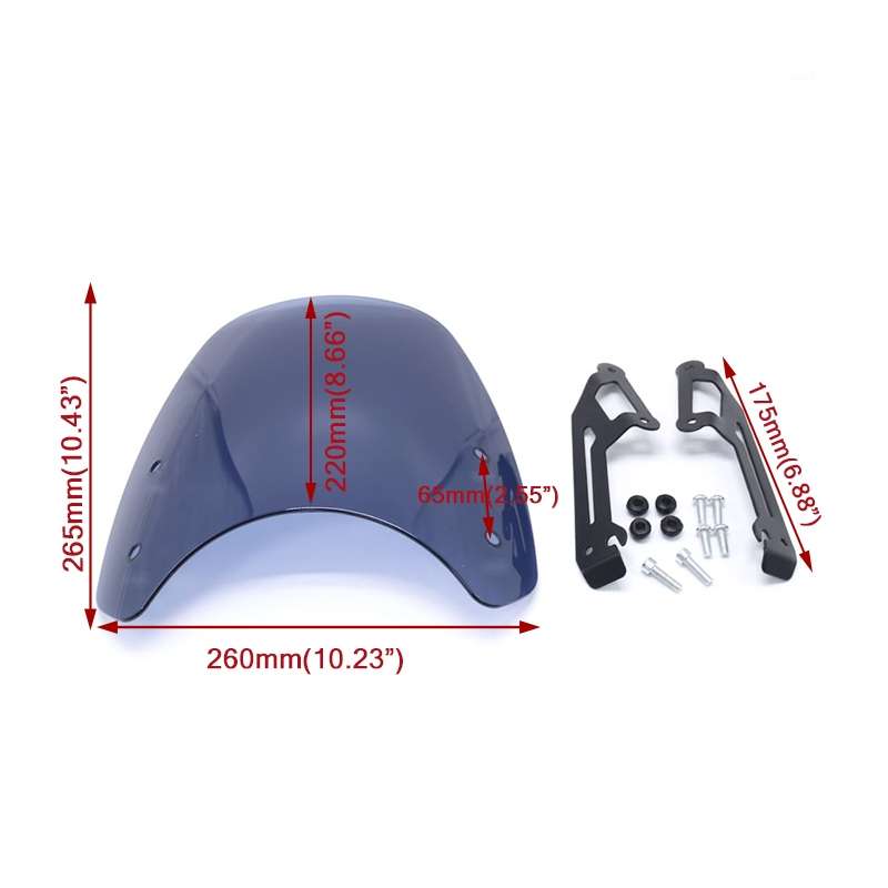 XRL-DF-7654 Motorcycle Headlight Retro Windshield for DUCATI(Black)