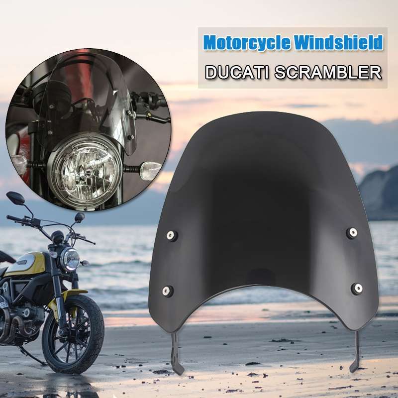 XRL-DF-7654 Motorcycle Headlight Retro Windshield for DUCATI(Black)