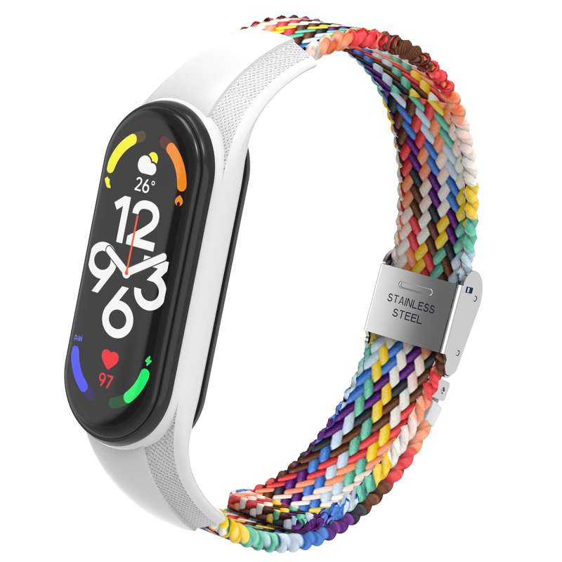 For Xiaomi Mi Band 7 Adjustable Nylon Braided Integrated Watch Band(Colorful)