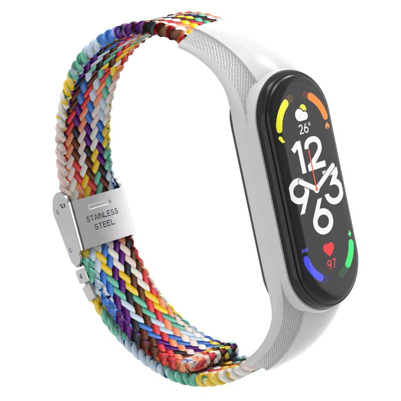 For Xiaomi Mi Band 7 Adjustable Nylon Braided Integrated Watch Band(Colorful)