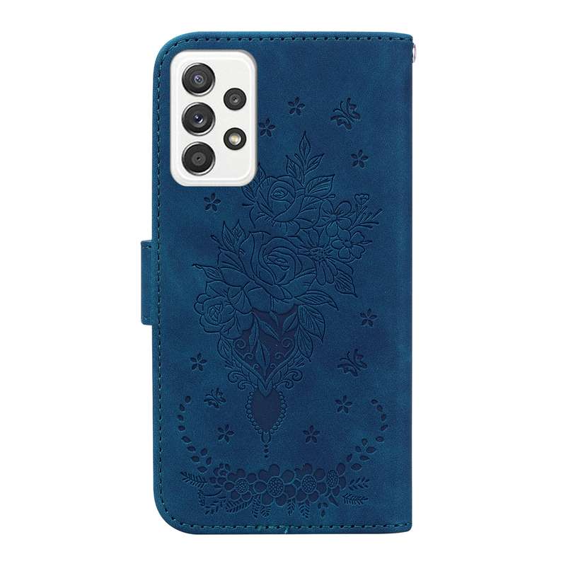 For Samsung Galaxy A52 5G / 4G Butterfly Rose Embossed Leather Phone Case(Purple)