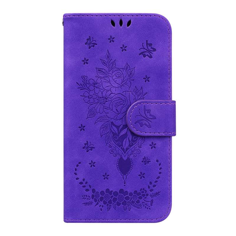For Samsung Galaxy A52 5G / 4G Butterfly Rose Embossed Leather Phone Case(Purple)