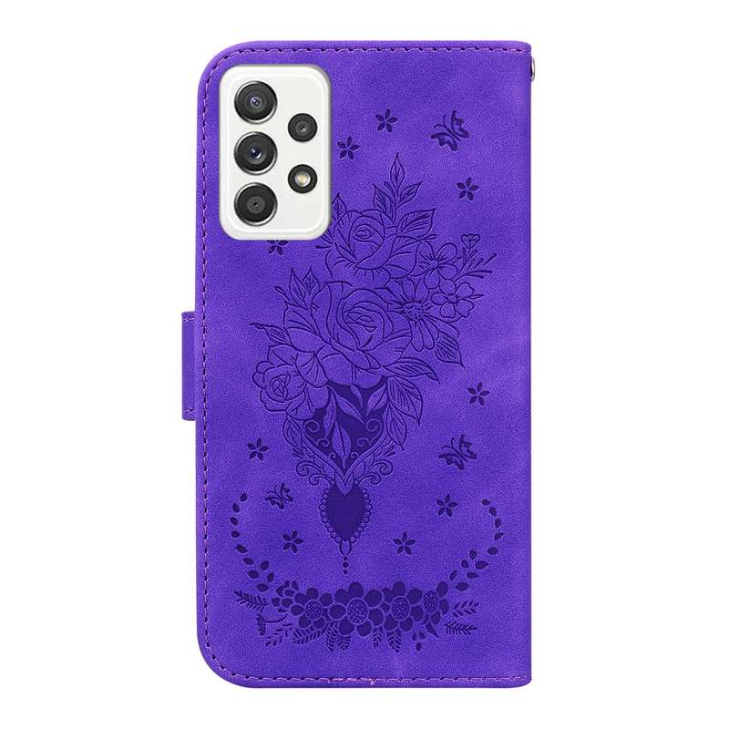 For Samsung Galaxy A52 5G / 4G Butterfly Rose Embossed Leather Phone Case(Purple)