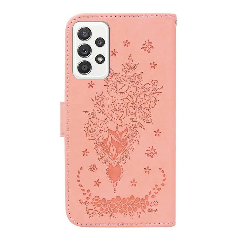 For Samsung Galaxy A52 5G / 4G Butterfly Rose Embossed Leather Phone Case(Purple)