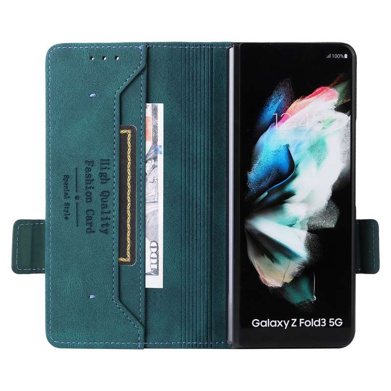 For Samsung Galaxy Z Fold3 5G Magnetic Clasp Flip Leather Phone Case(Green)