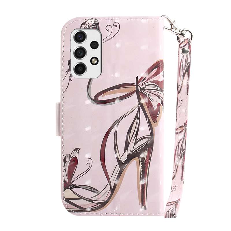 For Samsung Galaxy A53 5G 3D Colored Horizontal Flip Leather Phone Case(Butterfly High-heeled)
