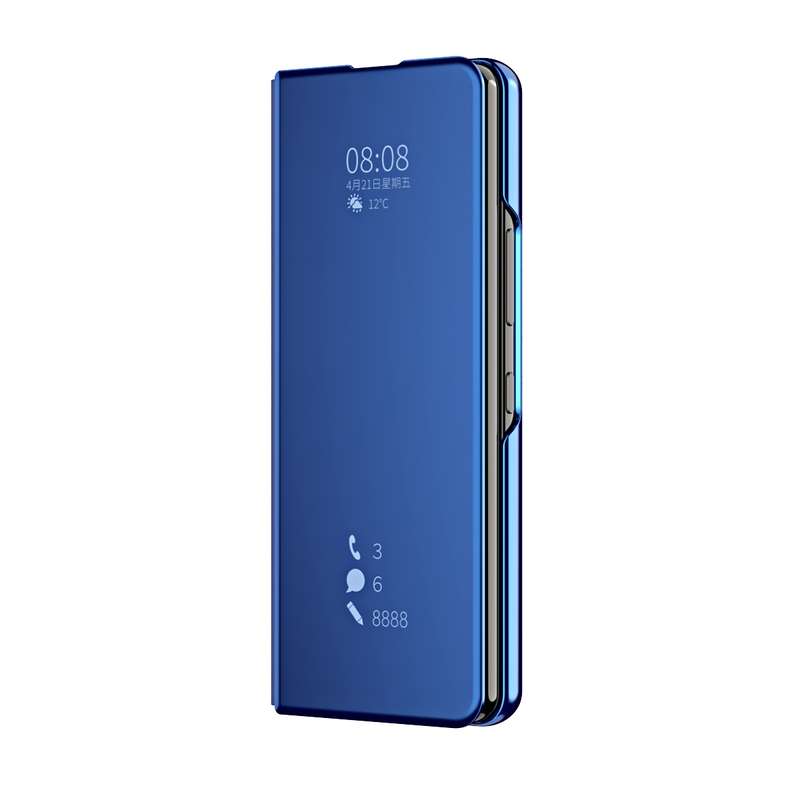For Samsung Galaxy Z Fold3 Accurate Hole Horizontal Flip Mirror Shockproof Phone Case(Gold)