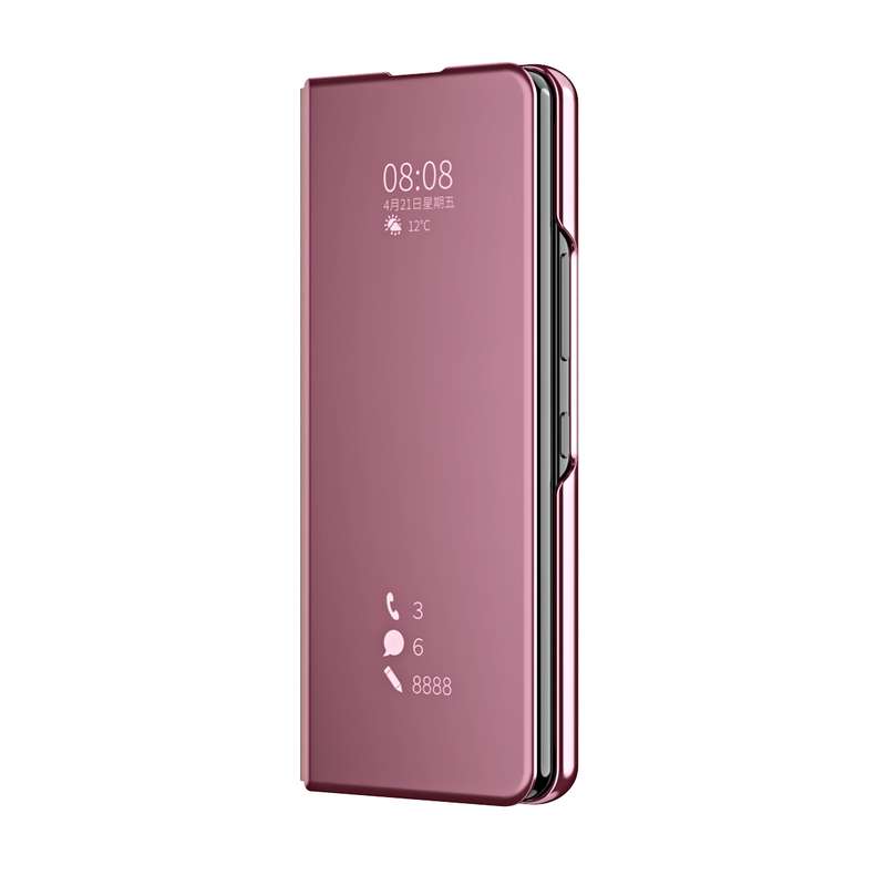 For Samsung Galaxy Z Fold3 Accurate Hole Horizontal Flip Mirror Shockproof Phone Case(Gold)