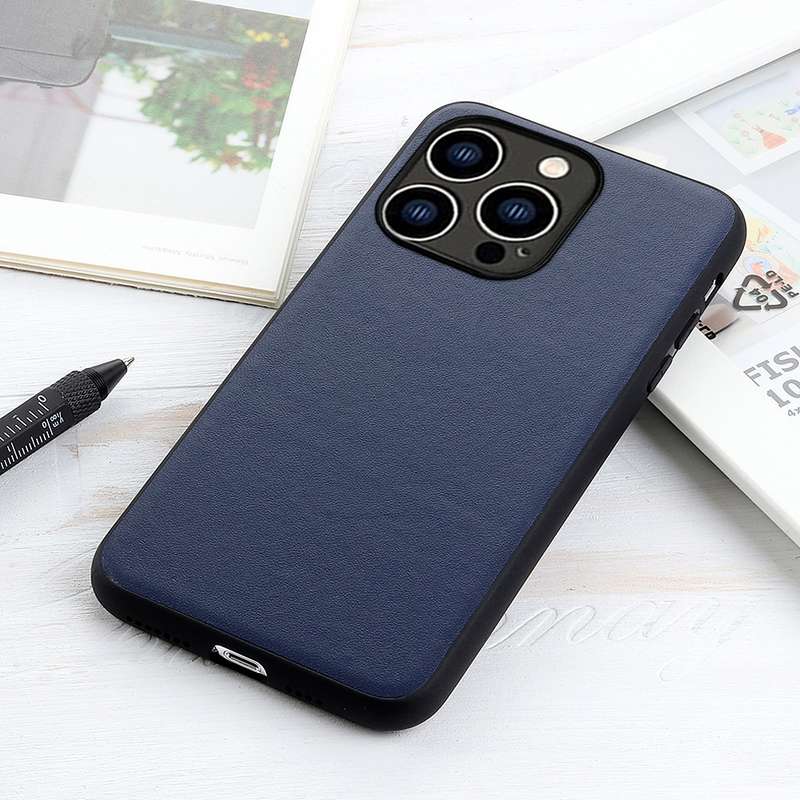 For iPhone 14 Pro Lambskin Texture Genuine Leather Phone Case (Brown)
