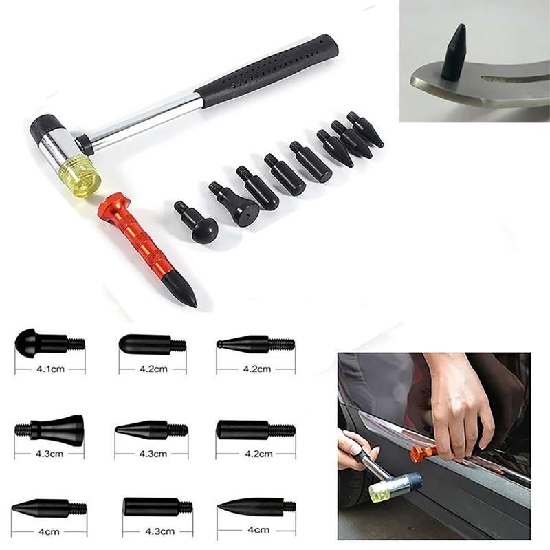 N7 12 in 1 Car Paintless Dent Removal Fender Damage Repair Puller Lifter Arc Crowbar Tools Hook Rods