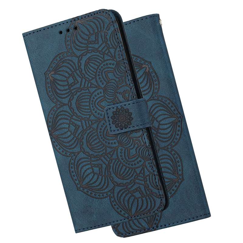 For Samsung Galaxy A70 Mandala Embossed Flip Leather Phone Case(Blue)