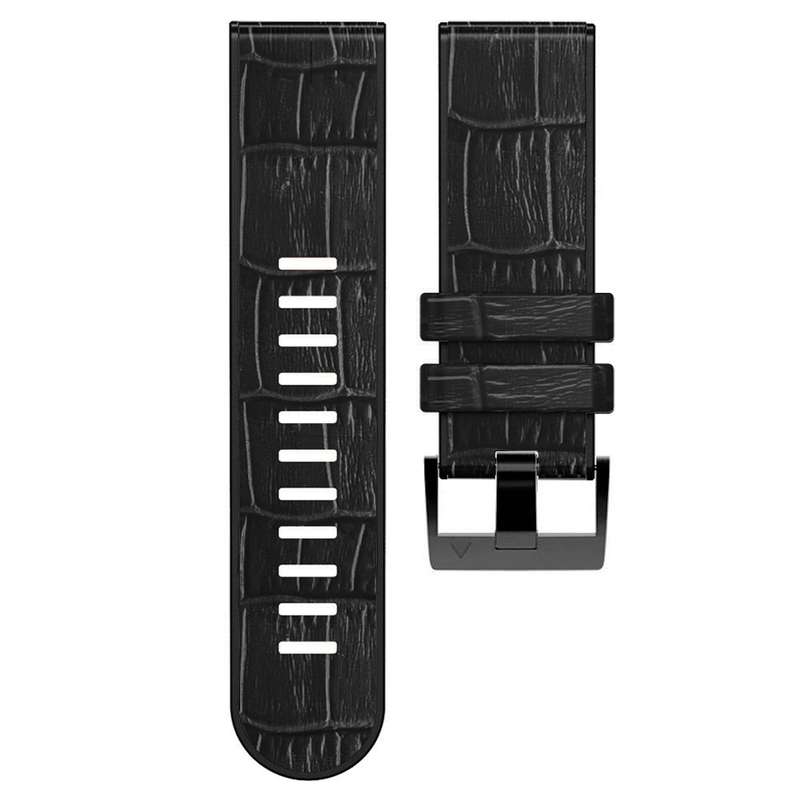 For Garmin Fenix 7X/6X Pro/Tactix 7 26mm Crocodile Texture Silicone Leather Watch Band(Coffee)