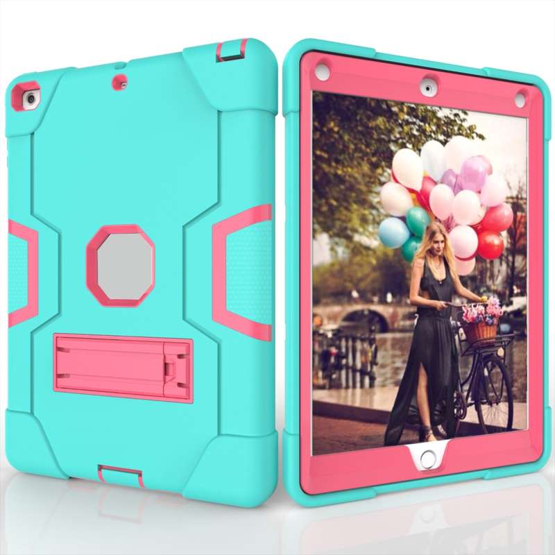 For iPad mini 3/2/1 Silicone + PC Protective Case with Stand(Rose Gold)