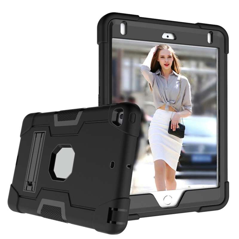 For iPad mini 3/2/1 Silicone + PC Protective Case with Stand(Rose Gold)