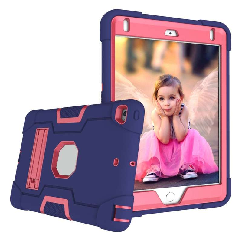 For iPad mini 3/2/1 Silicone + PC Protective Case with Stand(Rose Gold)