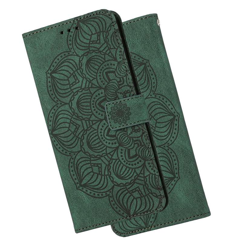 For OPPO Reno7 5G Mandala Embossed Flip Leather Phone Case(Blue)