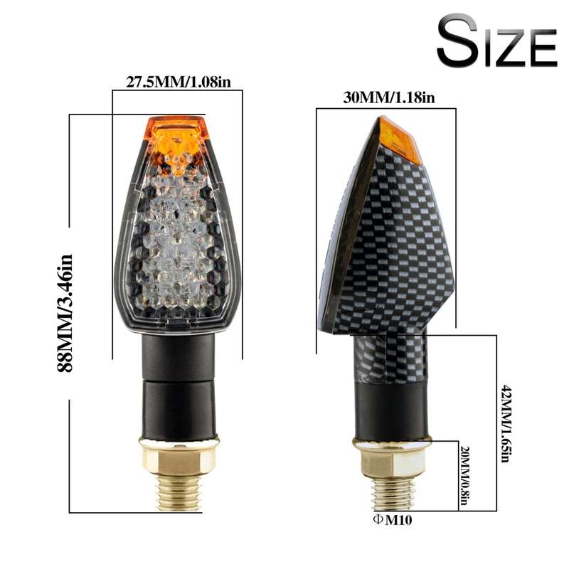 2 PCS KC025 Motorcycle 14LED Turn Signal Light(Black Shell + Transparent Black Lenses)