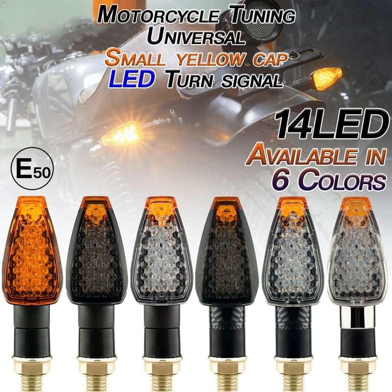 2 PCS KC025 Motorcycle 14LED Turn Signal Light(Black Shell + Transparent Black Lenses)
