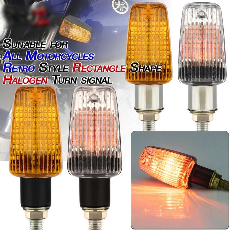 2 PCS PE-ZS102 Motorcycle Retro Style Turn Signal Light(Black + Yellow Light Shell)