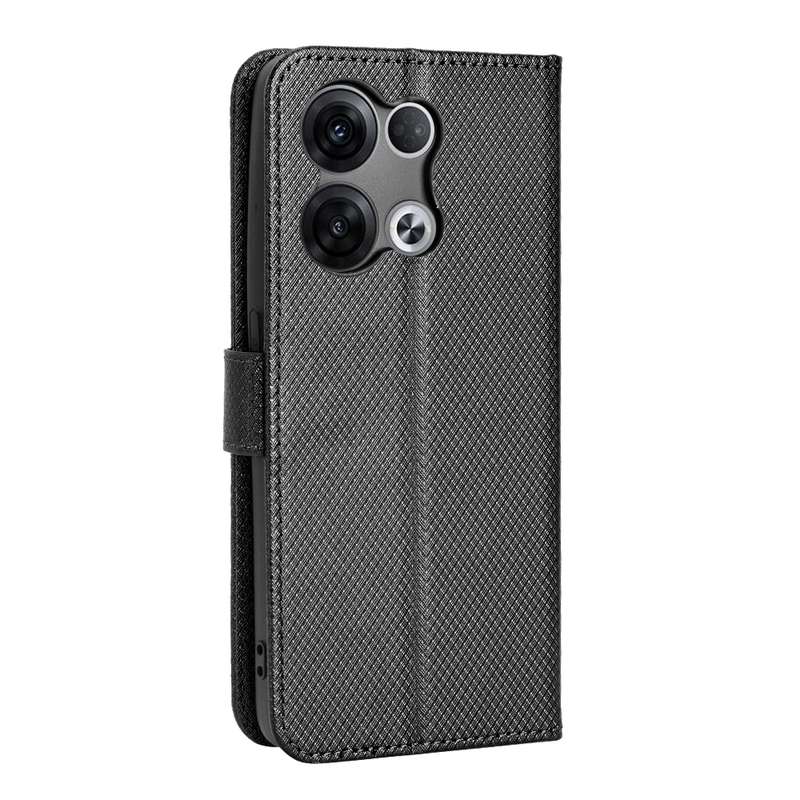 For OPPO Reno8 Pro Diamond Texture Leather Phone Case(Black)