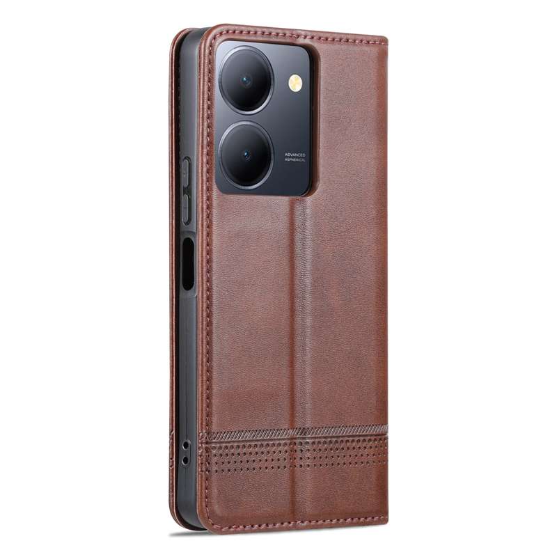 For vivo Y36 Global AZNS Magnetic Calf Texture Leather Phone Case(Dark Blu)