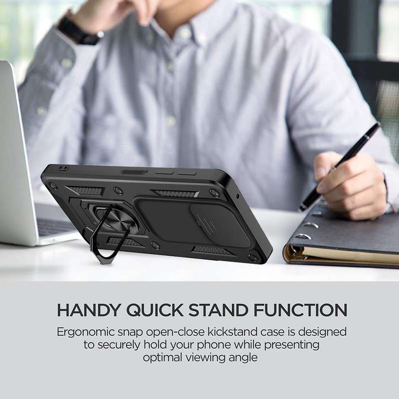 For Xiaomi Redmi Note 9 Pro Sliding Camera Cover Design TPU+PC Phone Case(Black)