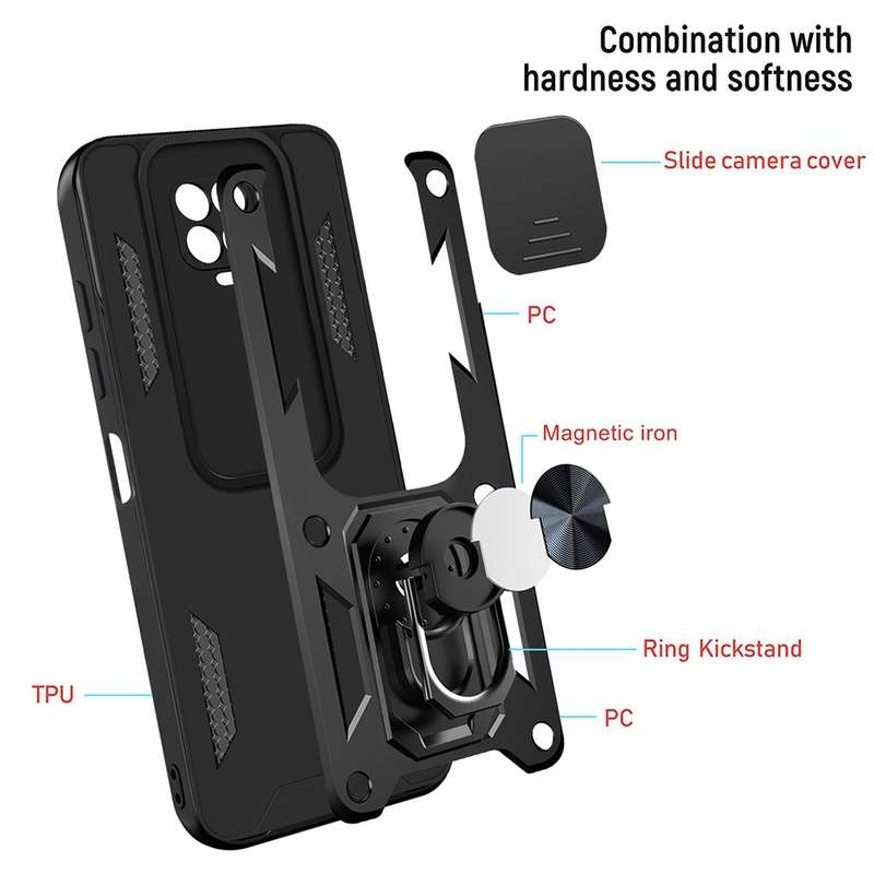 For Xiaomi Redmi Note 9 Pro Sliding Camera Cover Design TPU+PC Phone Case(Black)