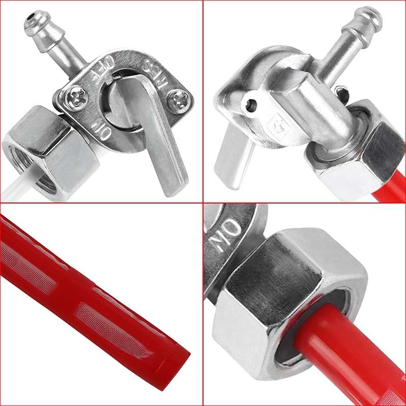 Motorcycle Fuel Tap Valve Petcock Fuel Tank Gas Switch for Honda CB400F 1977(Red)