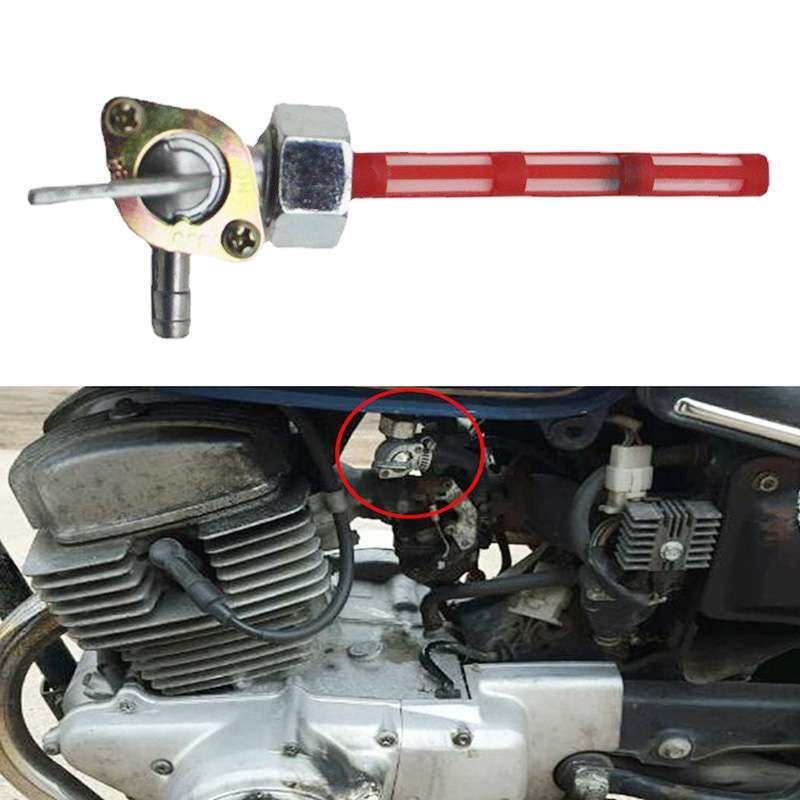 Motorcycle Fuel Tap Valve Petcock Fuel Tank Gas Switch for Honda CB400F 1977(Red)