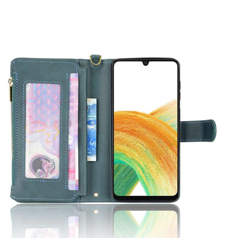 For Samsung Galaxy A33 5G Litchi Texture Zipper Leather Phone Case(Green)