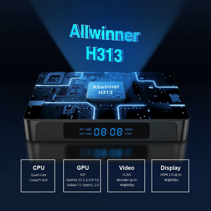 X96Q PRO 4K Smart TV BOX Android 10.0 Media Player, Allwinner H313 Quad Core ARM Cortex A53, RAM: 2G