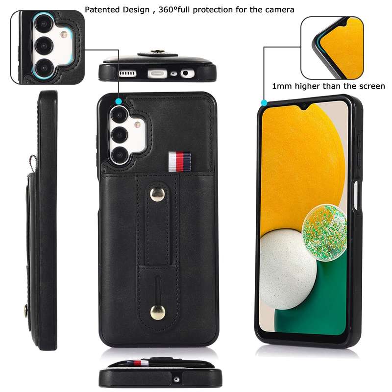 For Samsung Galaxy A53 5G Wristband Kickstand Wallet Leather Phone Case(Black)