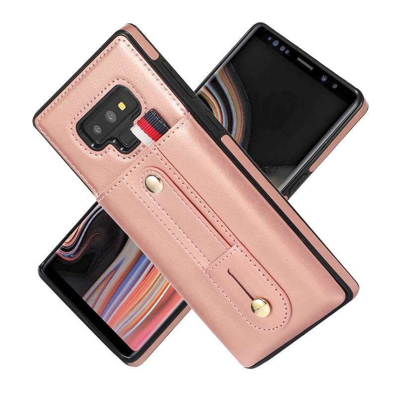 For Samsung Galaxy Note9 Wristband Kickstand Wallet Leather Phone Case(Black)