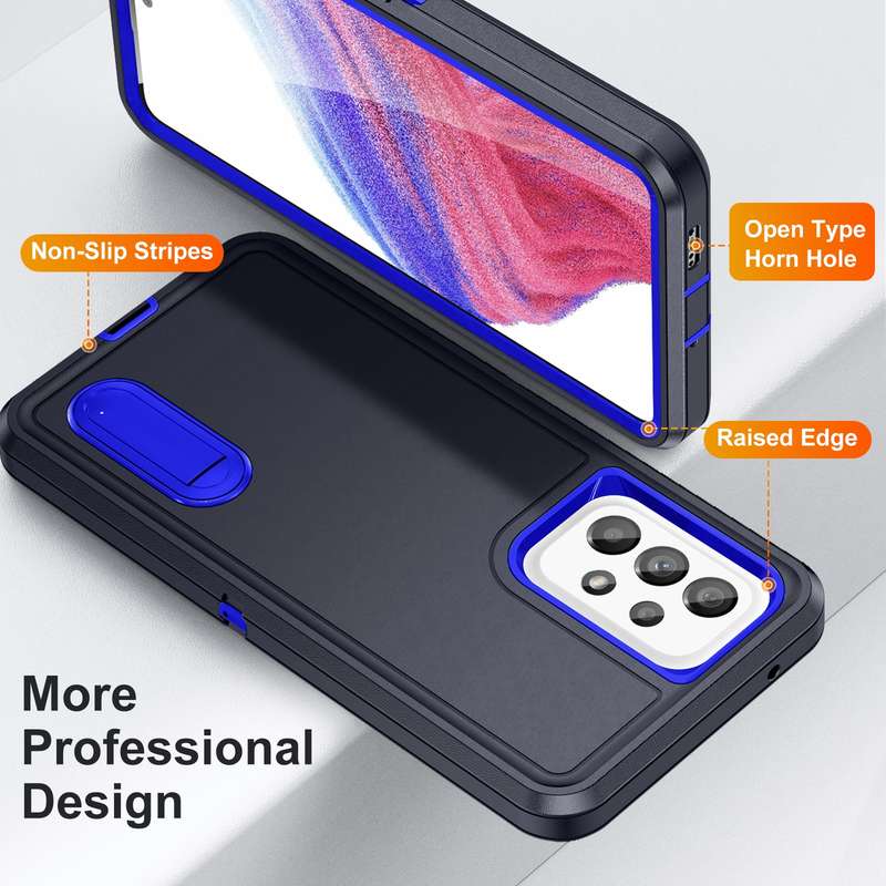 For Samsung Galaxy A53 3 in 1 Rugged Holder Phone Case(Purple + Pink)