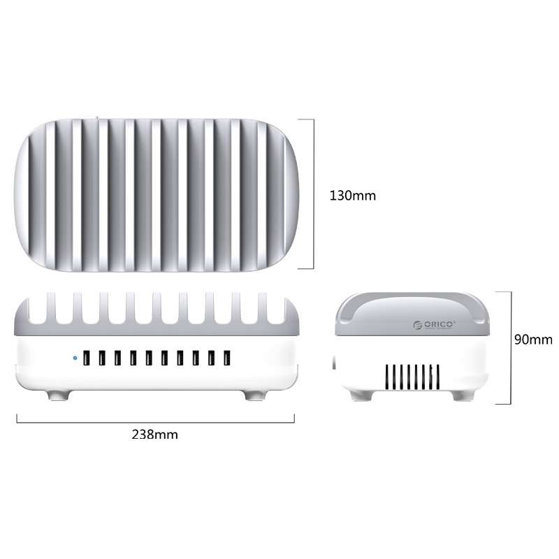 ORICO DUK-10P-DX 120W 5V 2.4A 10 Ports USB Charging Station, UK Plug(Black)