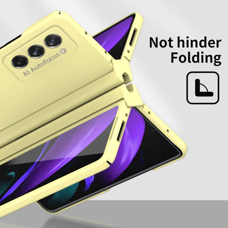 For Samsung Galaxy Z Fold2 5G Macaron Hinge Phone Case with Stylus Pen Fold Edition & Protective Fil