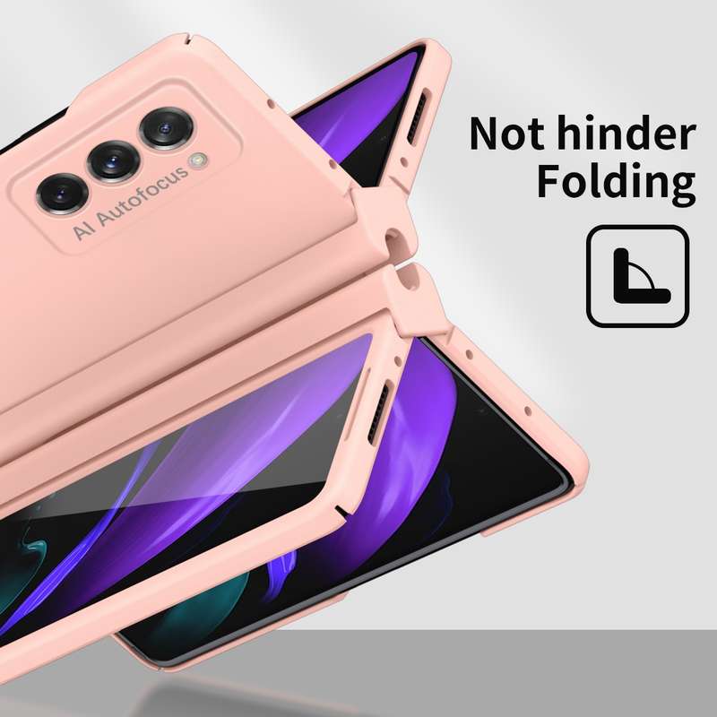 For Samsung Galaxy Z Fold2 5G Macaron Hinge Phone Case with Stylus Pen Fold Edition & Protective Fil