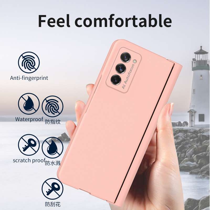 For Samsung Galaxy Z Fold2 5G Macaron Hinge Phone Case with Stylus Pen Fold Edition & Protective Fil