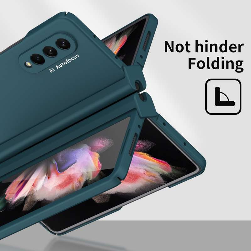 For Samsung Galaxy Z Fold3 5G Macaron Hinge Phone Case with Stylus Pen Fold Edition & Protective Fil